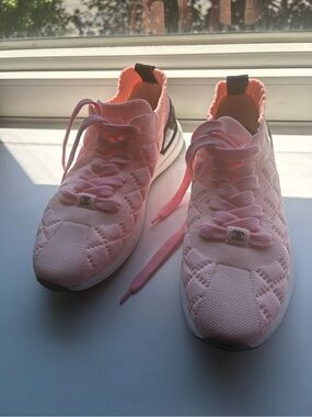 BNIB CHANEL Pink Quilted Knit Sneakers/ size 7